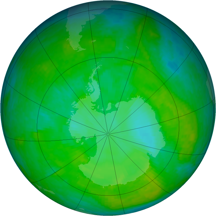 Antarctic ozone map for 19 December 2002